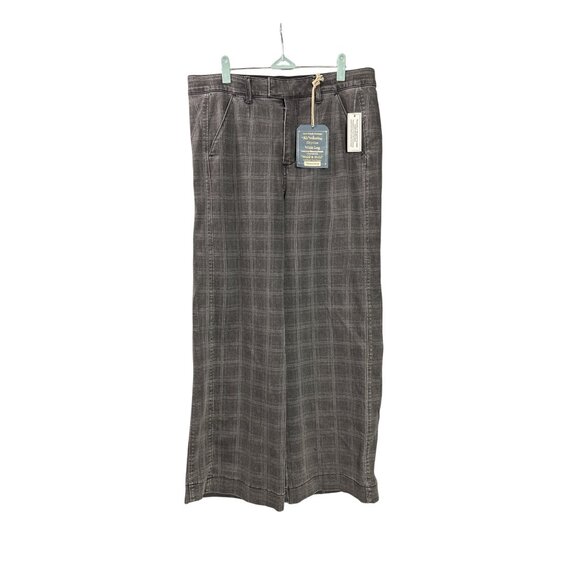 Democracy Womens Ab Solution Skyrise Wide Leg Jeans Size 14 Gray Plaid New - Picture 1 of 10